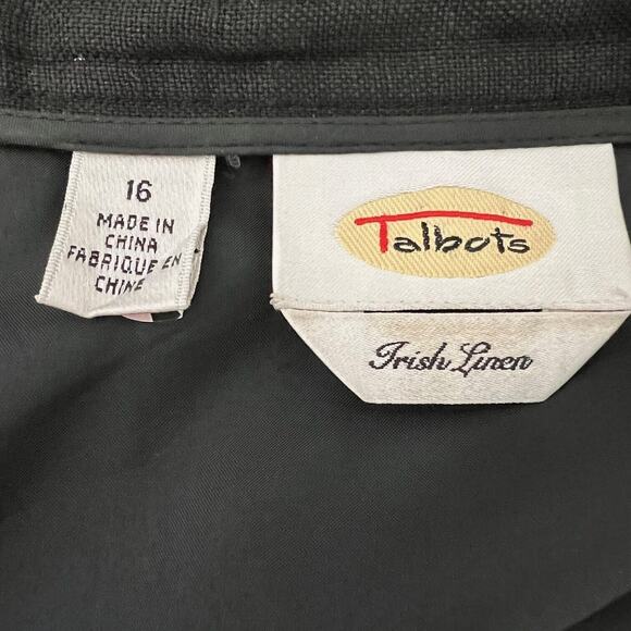 Talbots Irish Linen Straight Wrap Skirt Size 16 Black Button Closure 100% Linen - Picture 4 of 5